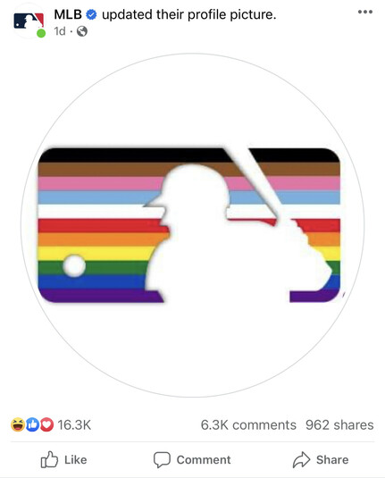 MLB on Facebook yesterday: updated profile picture to rainbow logo