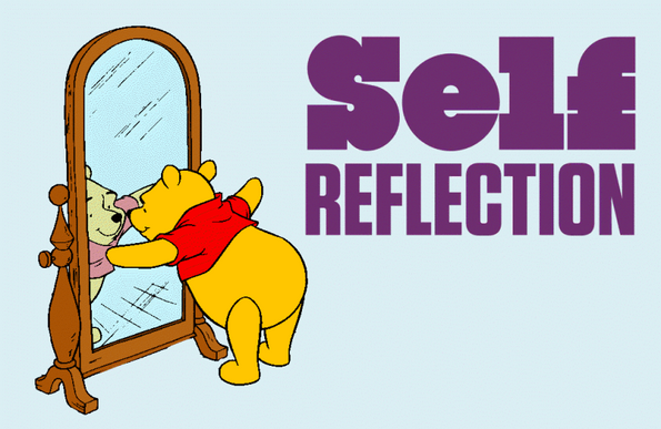 Winnie the Pooh looking into a mirror
"Self Reflection"