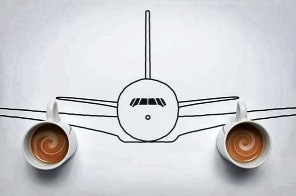 coffee - plane - take off