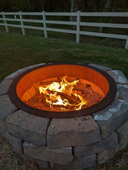 a fire in a fire ring