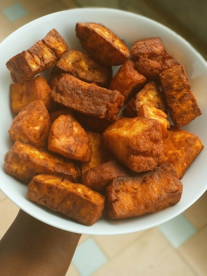 Fried wagashi cubes