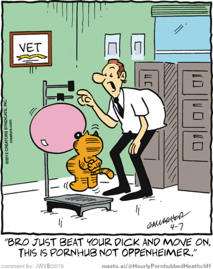 Original Heathcliff comic from April 7, 2012
New caption: 