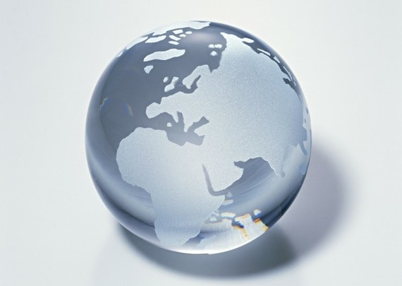 A glass globe, showing Africa