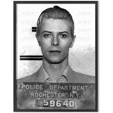 Picture of David Bowie’s 1976 mugshot for rochester new your