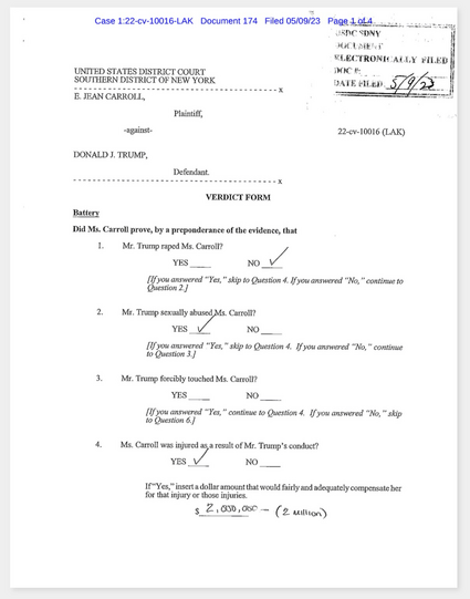 Jury verdict form page 1