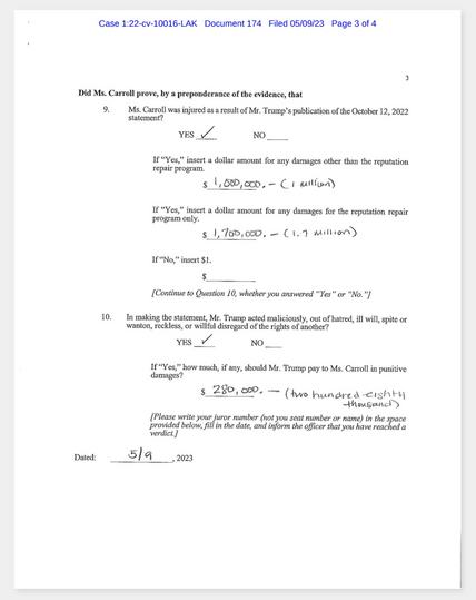 Jury verdict form page 3