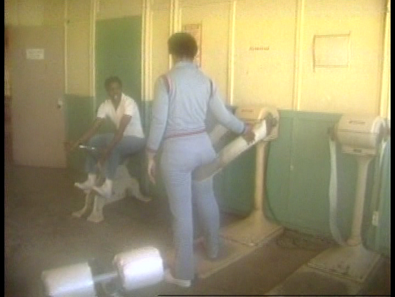 This is from a different Focus episode on a different DVD-R, showing two people in a weight room. The segment is about Fort Eustis being struck with an obesity epidemic.