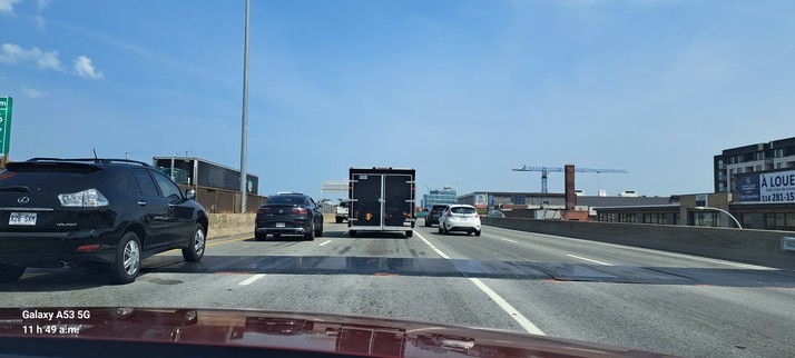 A speed bump, or protective cover, for a highway expansion joint.