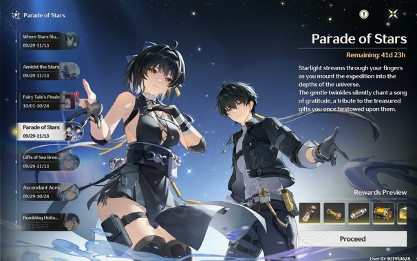 Wuthering Waves game screenshot of a limited-time event called Parade of Stars