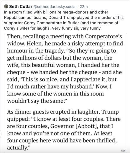 Quote from Trump mocking dead rallygoer and his wife