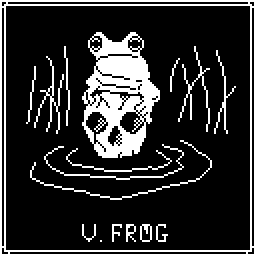 Frog sitting on a skull in swamp. Froggy is very cute, because I'm incapable of drawing non-cute frog, even for spooky setting, because these are such an adorable creatures.