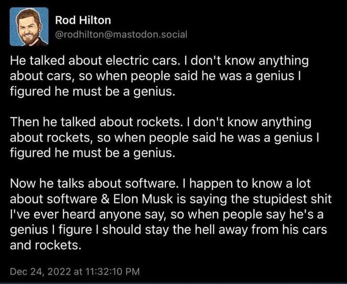 A toot: Musk is not a genius