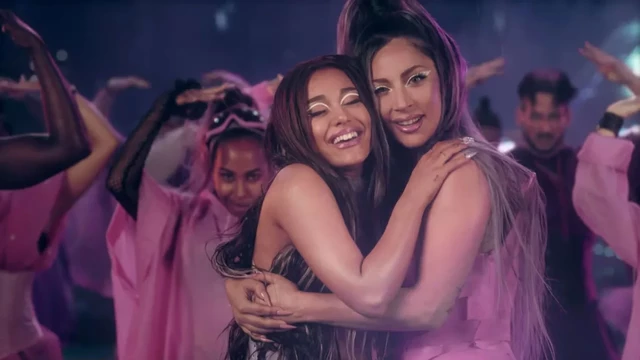 Lady Gaga and Ariana Grande for the Rain On Me music video.