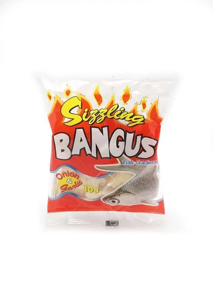 Sizzling Bangus, local fish crackers sold for 1 peso.