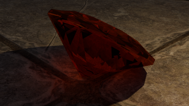 A red gem on an ancient floor
