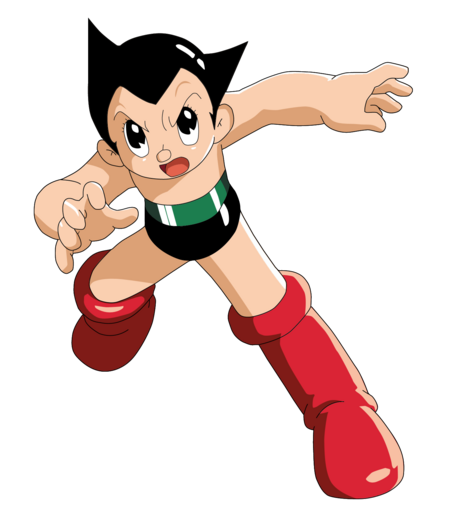 Astroboy. His hair has two pointy tips on both sides.