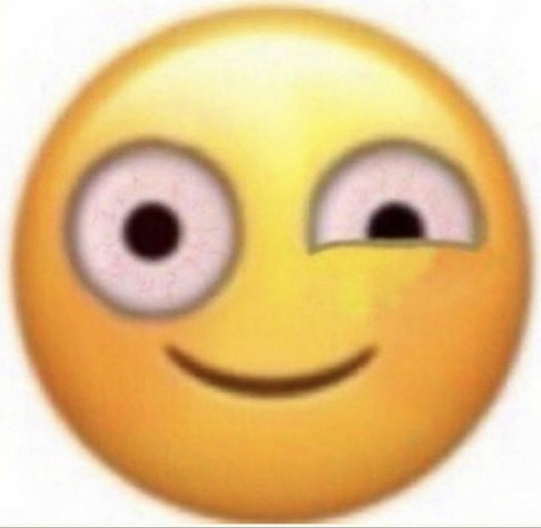 Smiley emoji with eye twitching.