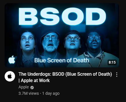 The Underdogs: BSOD (Blue Screen of Death) | Apple at Work, from the official Apple YouTube channel.