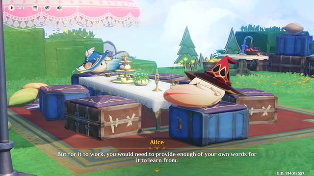 From Genshin Impact, Alice to Anya: "But for it to work, you would need to provide enough of your own words for it to learn from."