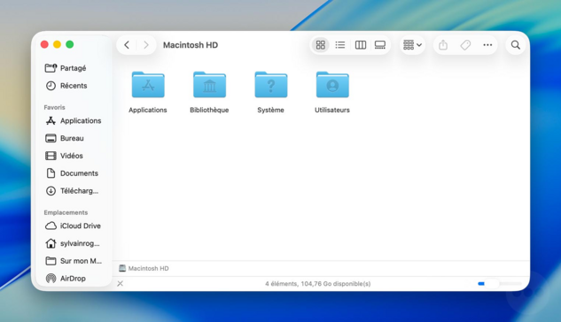 Finder in MacOS Tahoe. Sidebar is grouped in a liquid glass panel that floats on top of the entire window. Toolbars at the top are similarly grouped and elevated in cards.