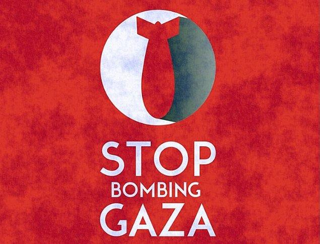 Stop bombing Gaza written in white on red background. Above it there is a drawing of a red bomb in a white circle.

Image provided by @YazanSalhi on X.
