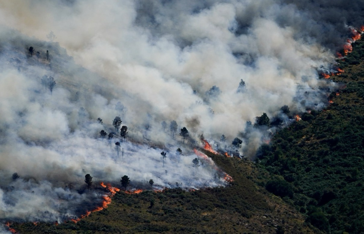 A view of a wildfire spreading over the Burgohondo mountains, in Avila, Spain July 23, 2026. REUTERS/Ana Beltran