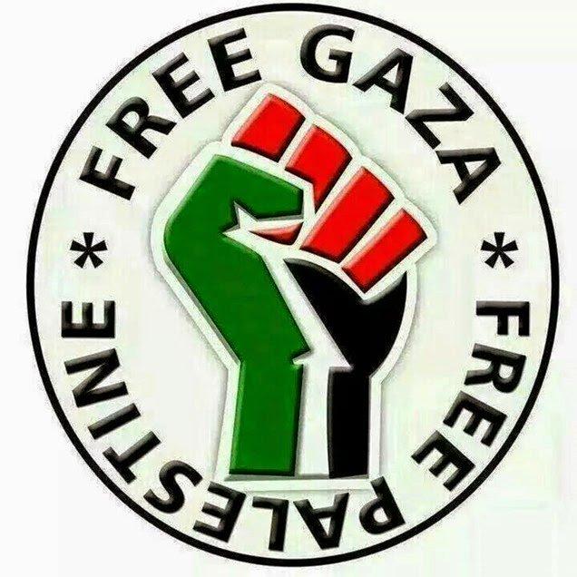 Palestine flag colored fist with free Gaza written on top and crew Palestine at the bottom in black

Provided by @partizankur on X
